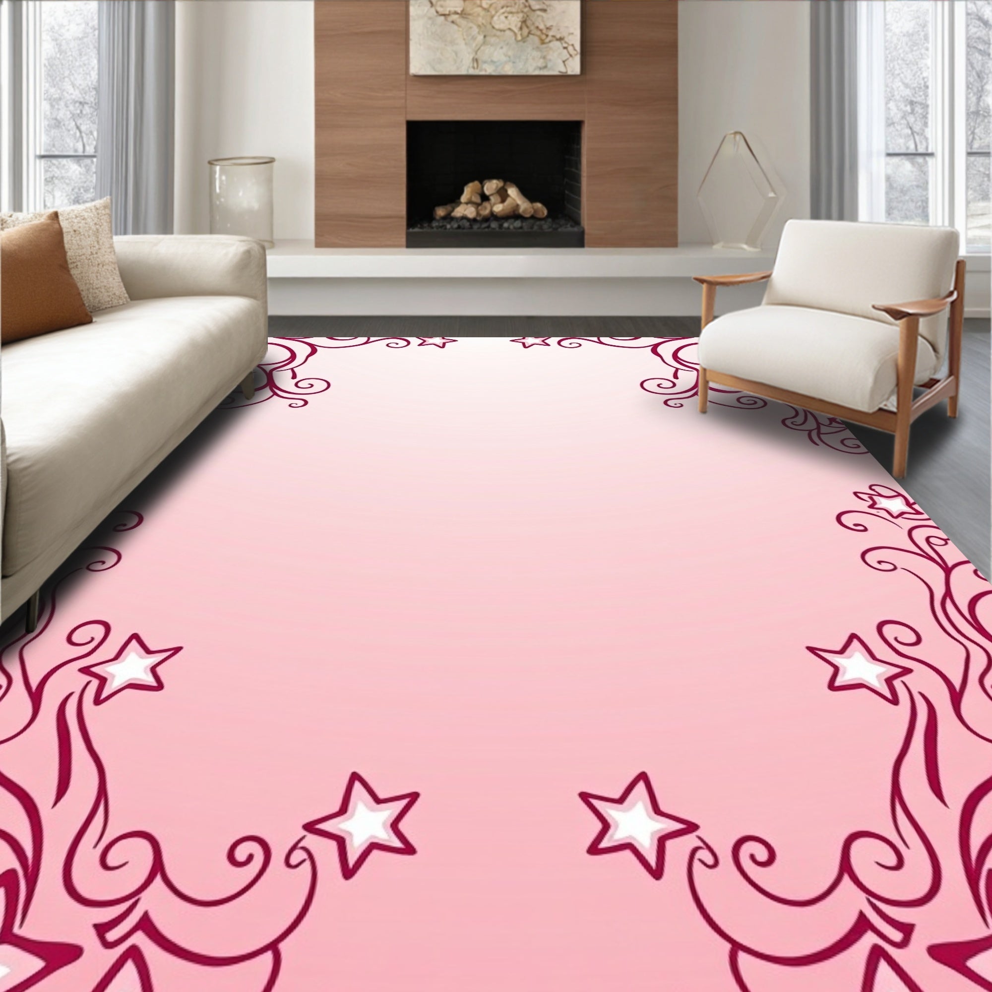Whimsical Stars Delightful Swirl Pattern Rug