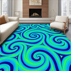 Vibrant Blue Green Swirl Pattern Rug