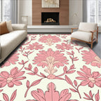Pink Floral Acanthus Damask Pattern Rug