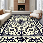 Ornate Floral Scrollwork Pattern Rug