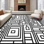 Bold Geometric Abstract Line Art Rug