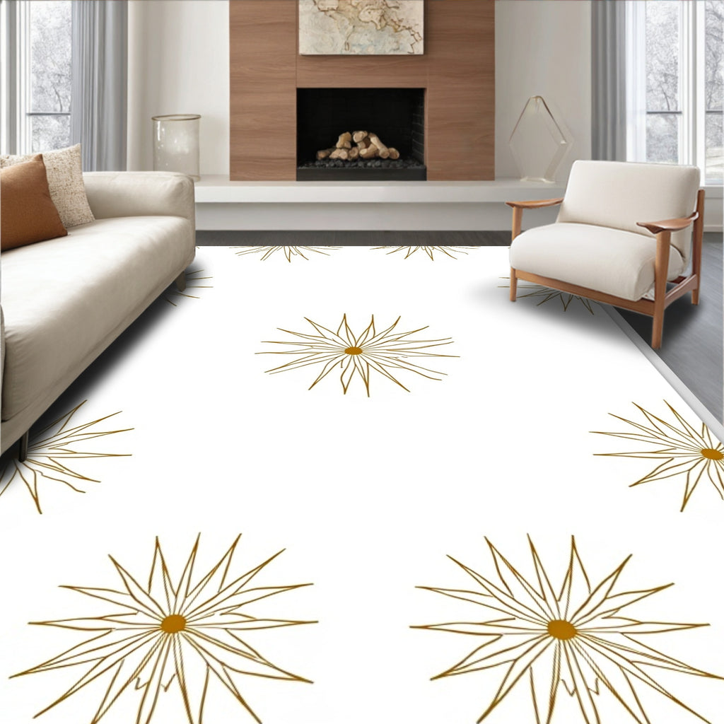 Golden Starburst Pattern Design Rug