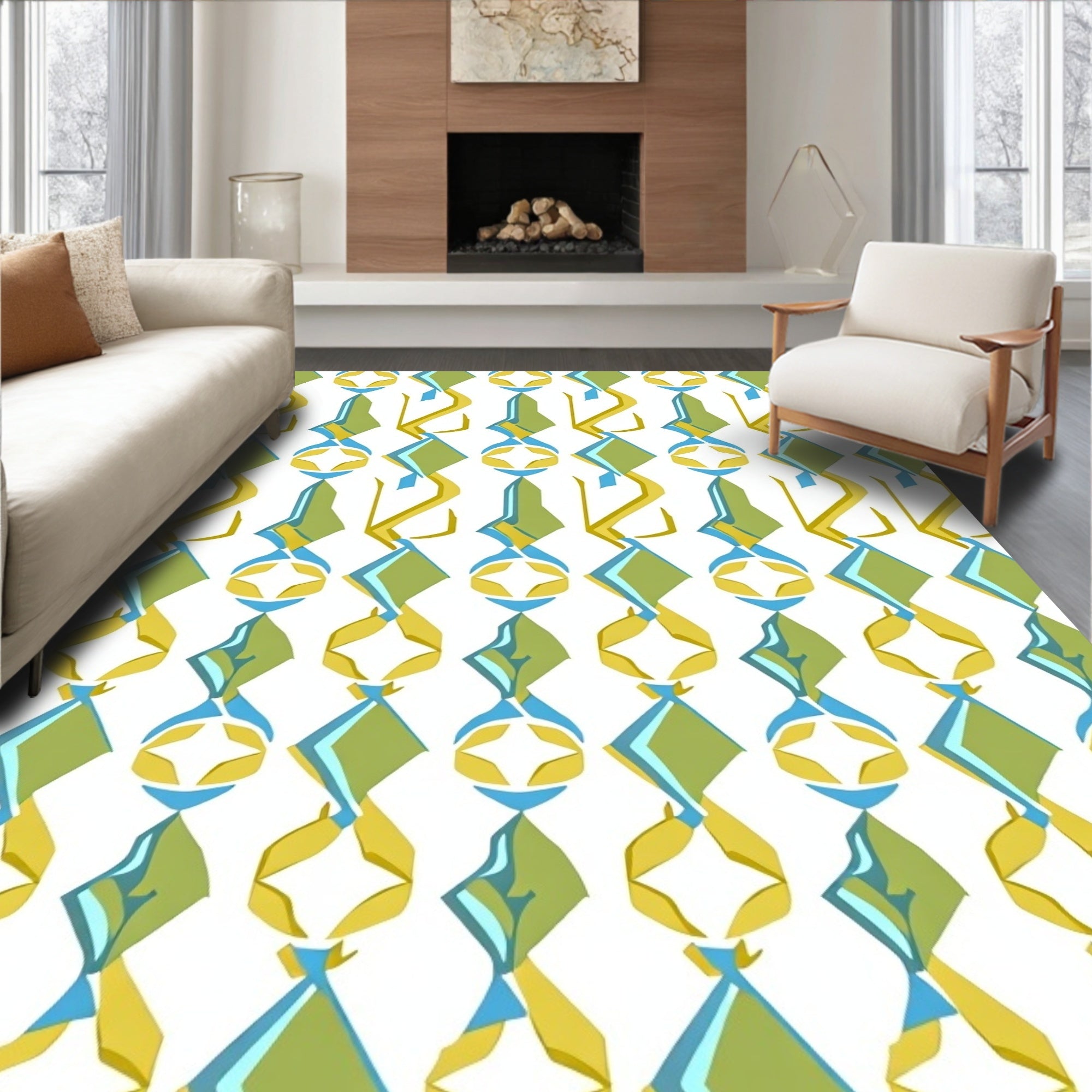 Geometric Diamond Abstract Pattern Design Rug