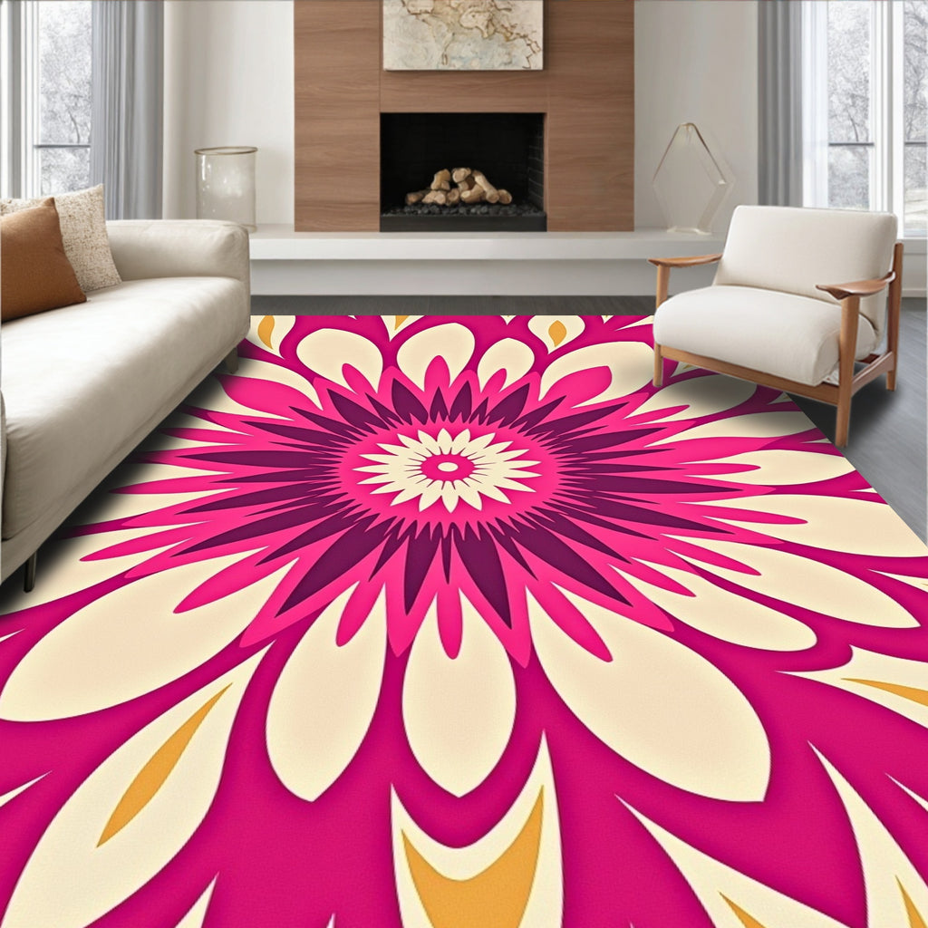 Bold Floral Mandala Pattern Rug