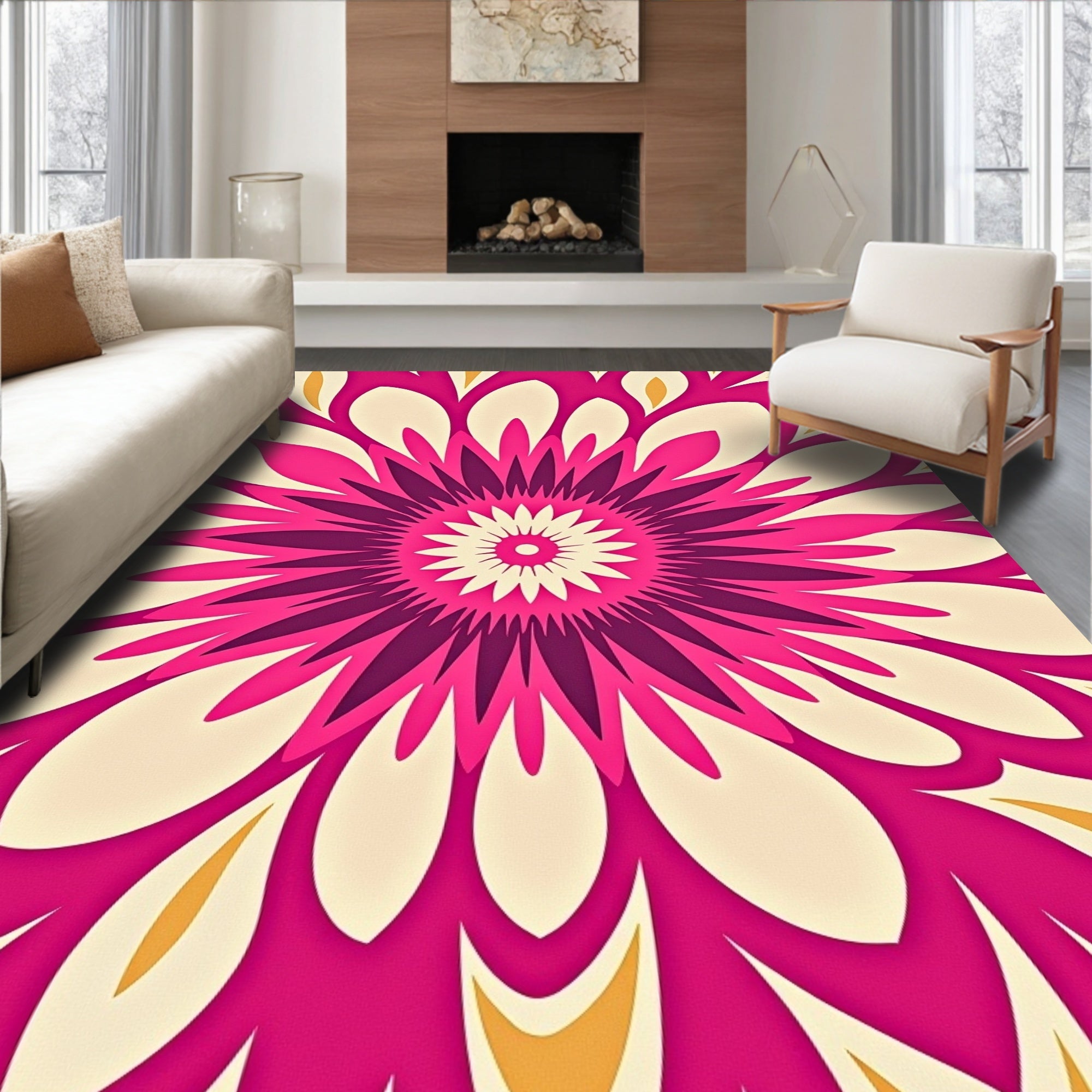 Bold Floral Mandala Pattern Rug