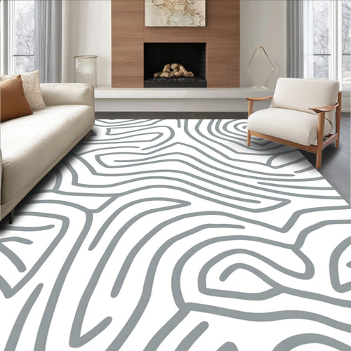 Abstract Gray Swirls Pattern Rug
