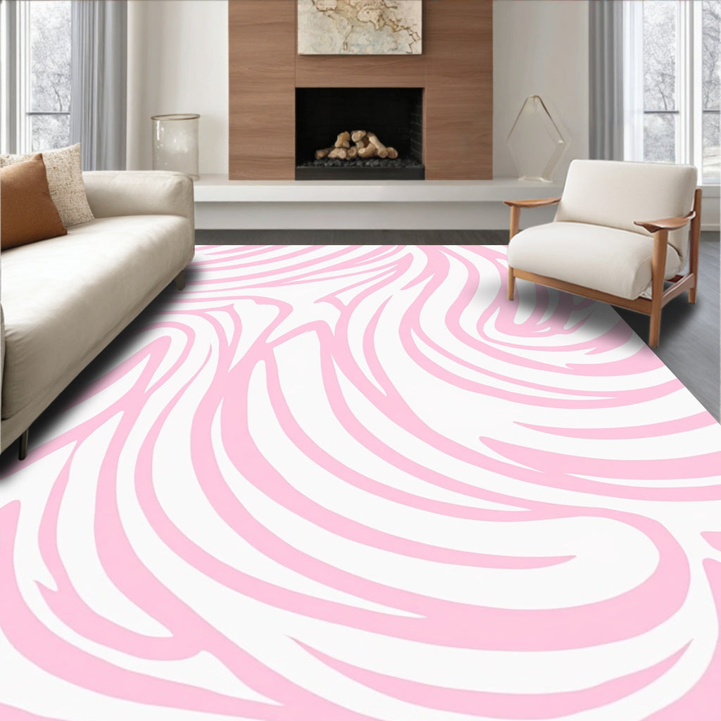 Soft Pink Abstract Swirl Pattern Rug