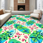 Vibrant Tropical Leaf Flower Pattern Rug
