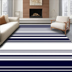 Classic Navy White Stripe Design Rug