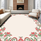 Red Green Floral Vine Border Rug