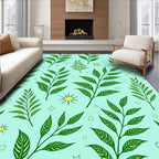 Green Foliage With Star Sun Accents Rug