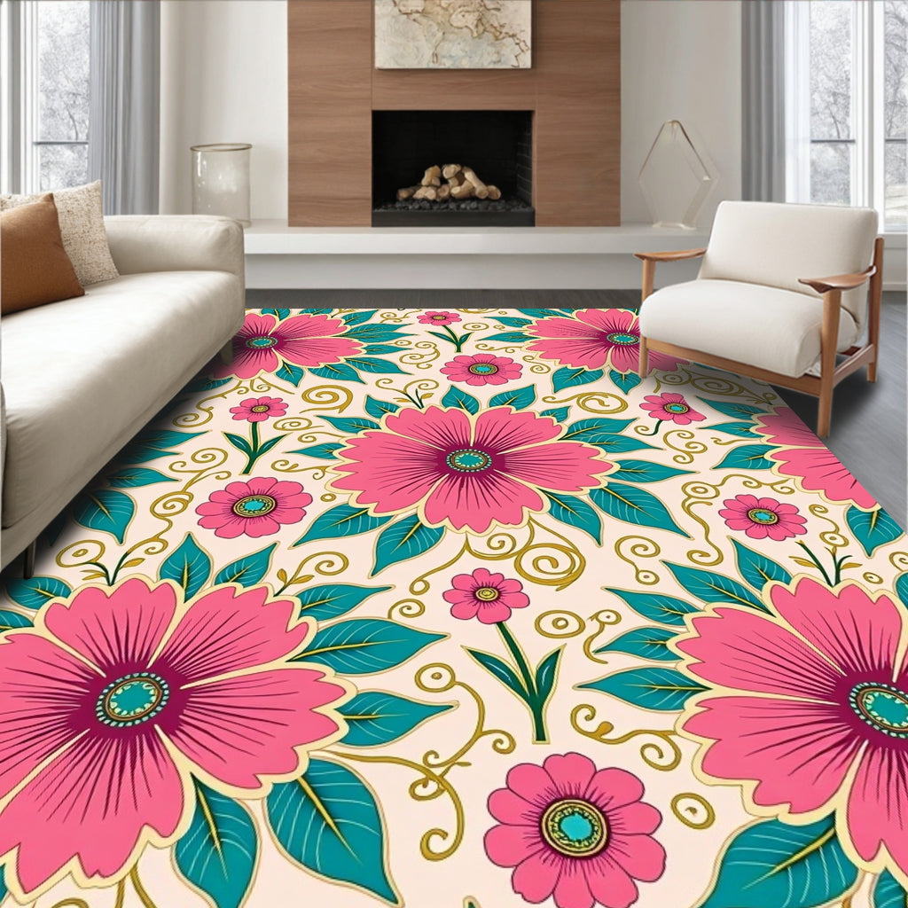 Floral Garden Pattern Print Rug