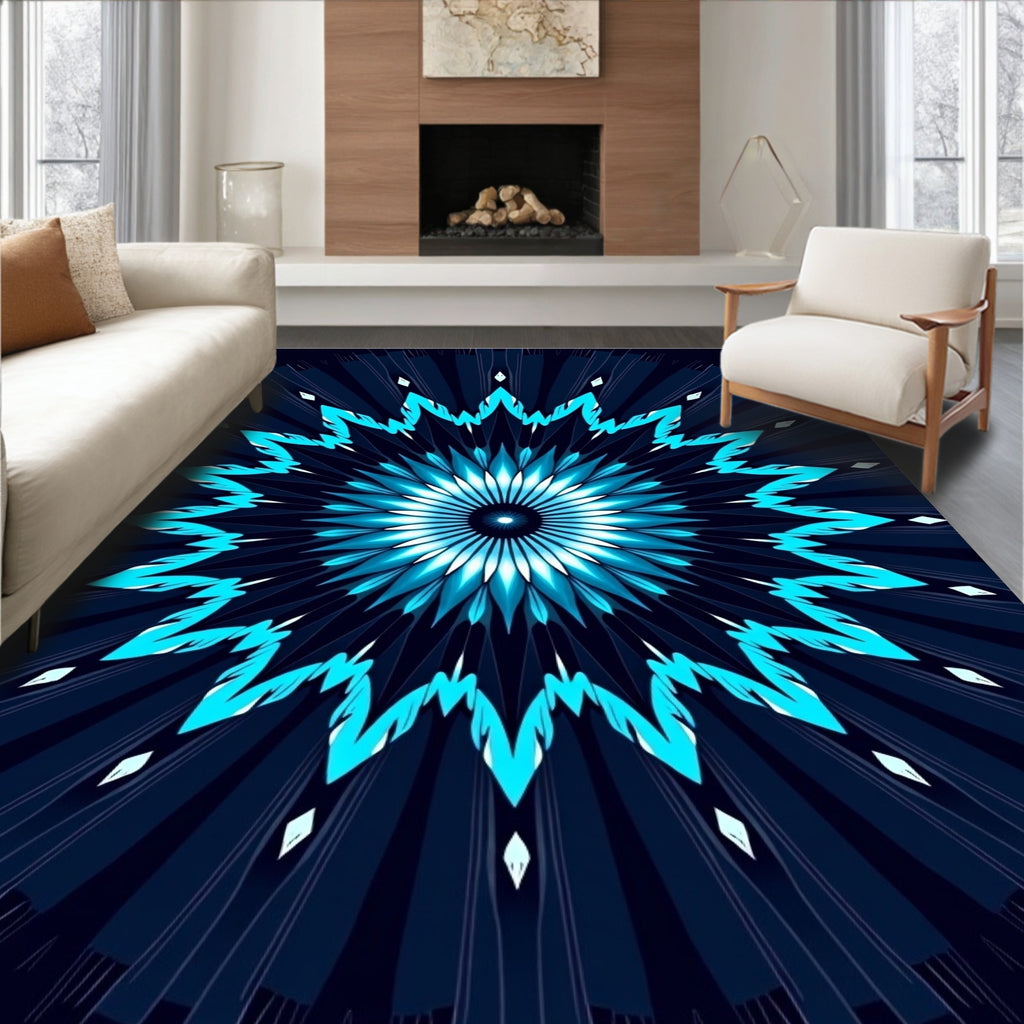 Radiant Sunburst Geometric Pattern Rug