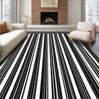 Bold Black White Stripe Pattern Rug