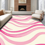 Pink Watercolor Waves Pattern Rug