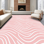 Soft Pink White Wave Pattern Design Rug