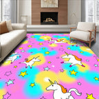 Whimsical Unicorn and Stars Pattern Rug