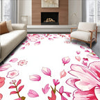Pink Watercolor Floral Garden Design Rug