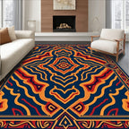 Bold Abstract Red Orange Pattern Rug
