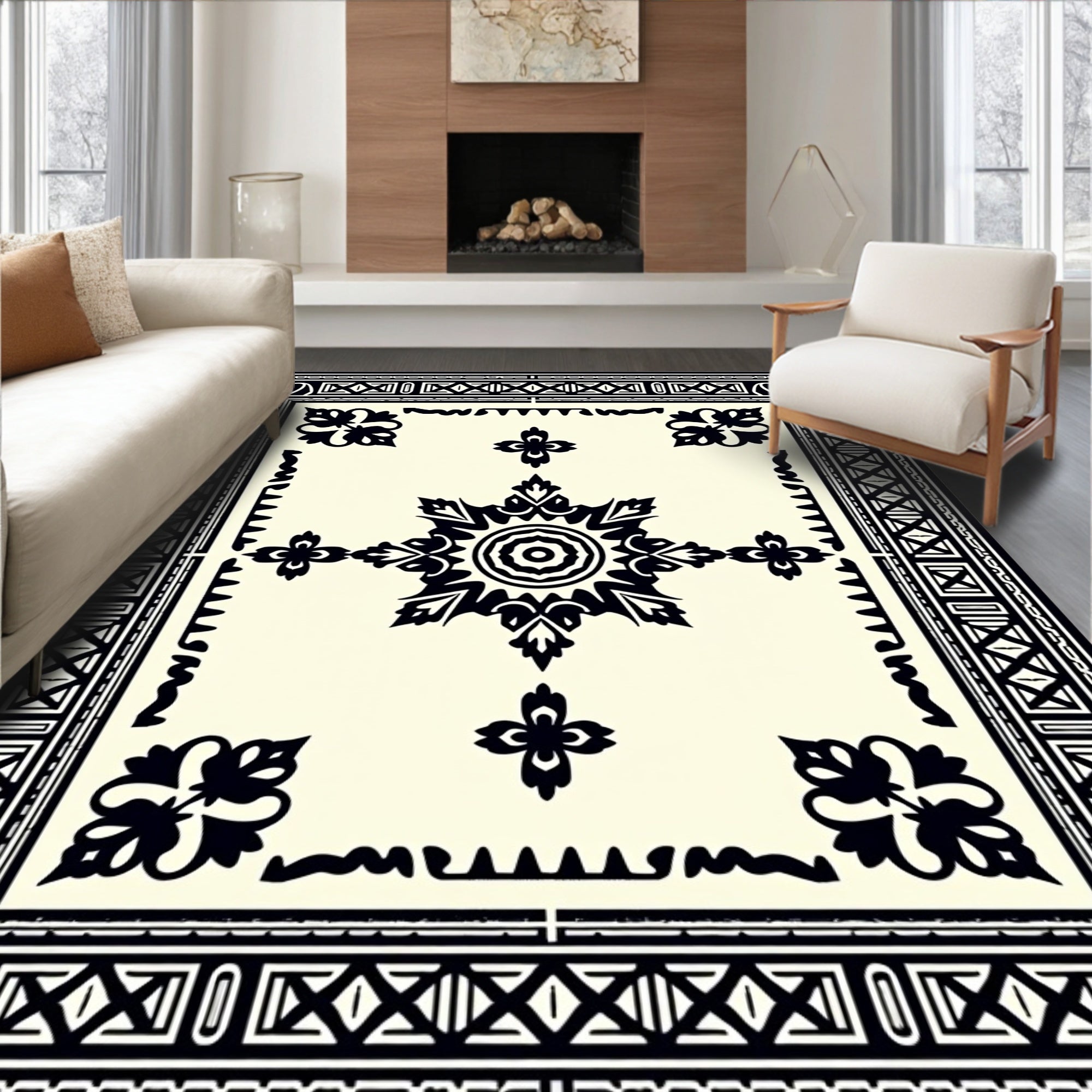 Classic Geometric Floral Mandala Rug