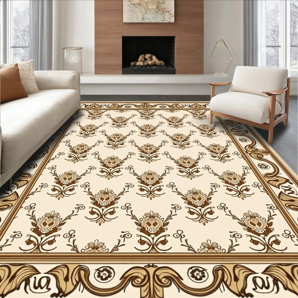 Elegant Floral Repeating Border Pattern Rug