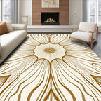 Detailed Floral Sunburst Line Art Rug