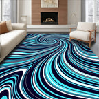 Dynamic Swirl Blue White Pattern Rug