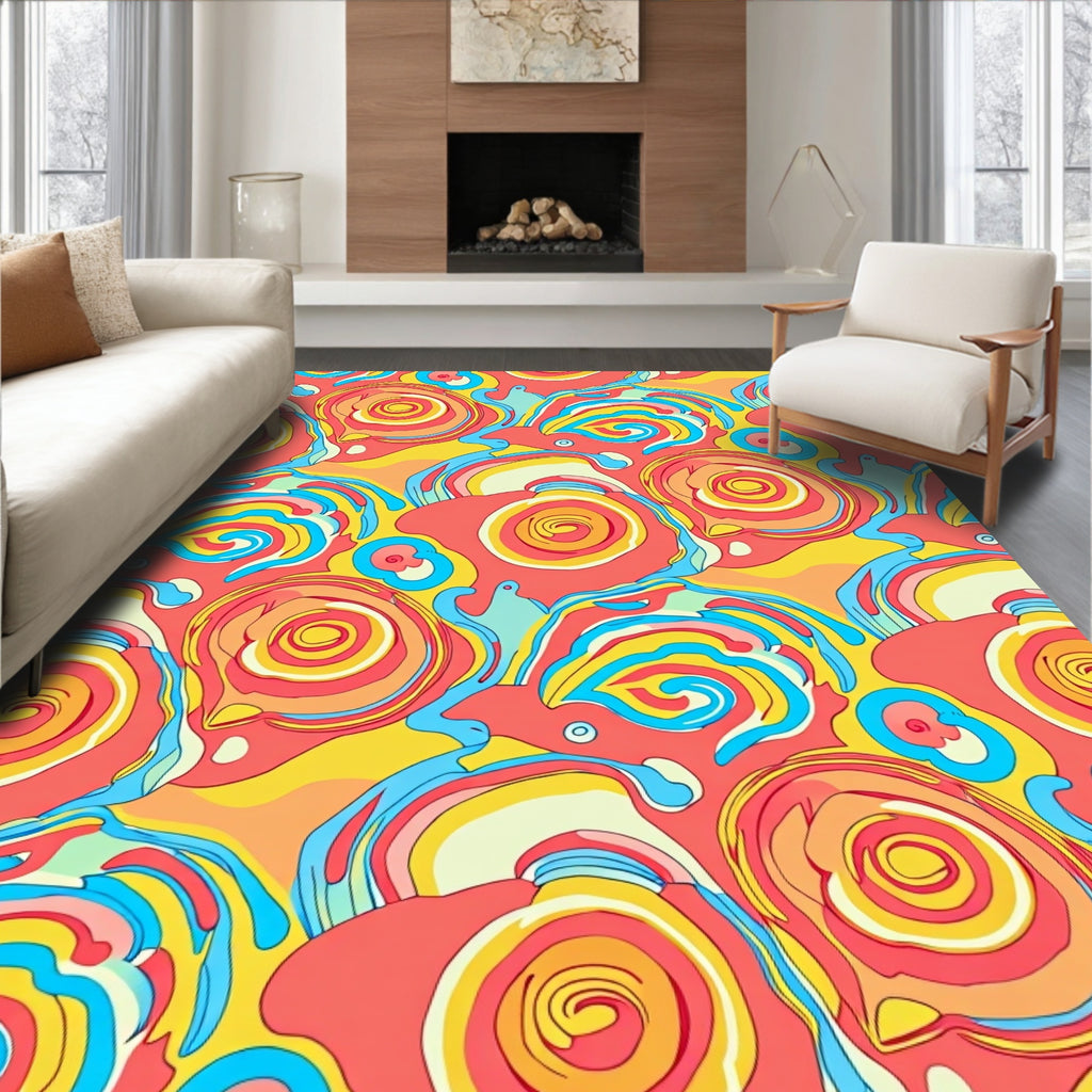 Funky Swirls Pattern Art Rug