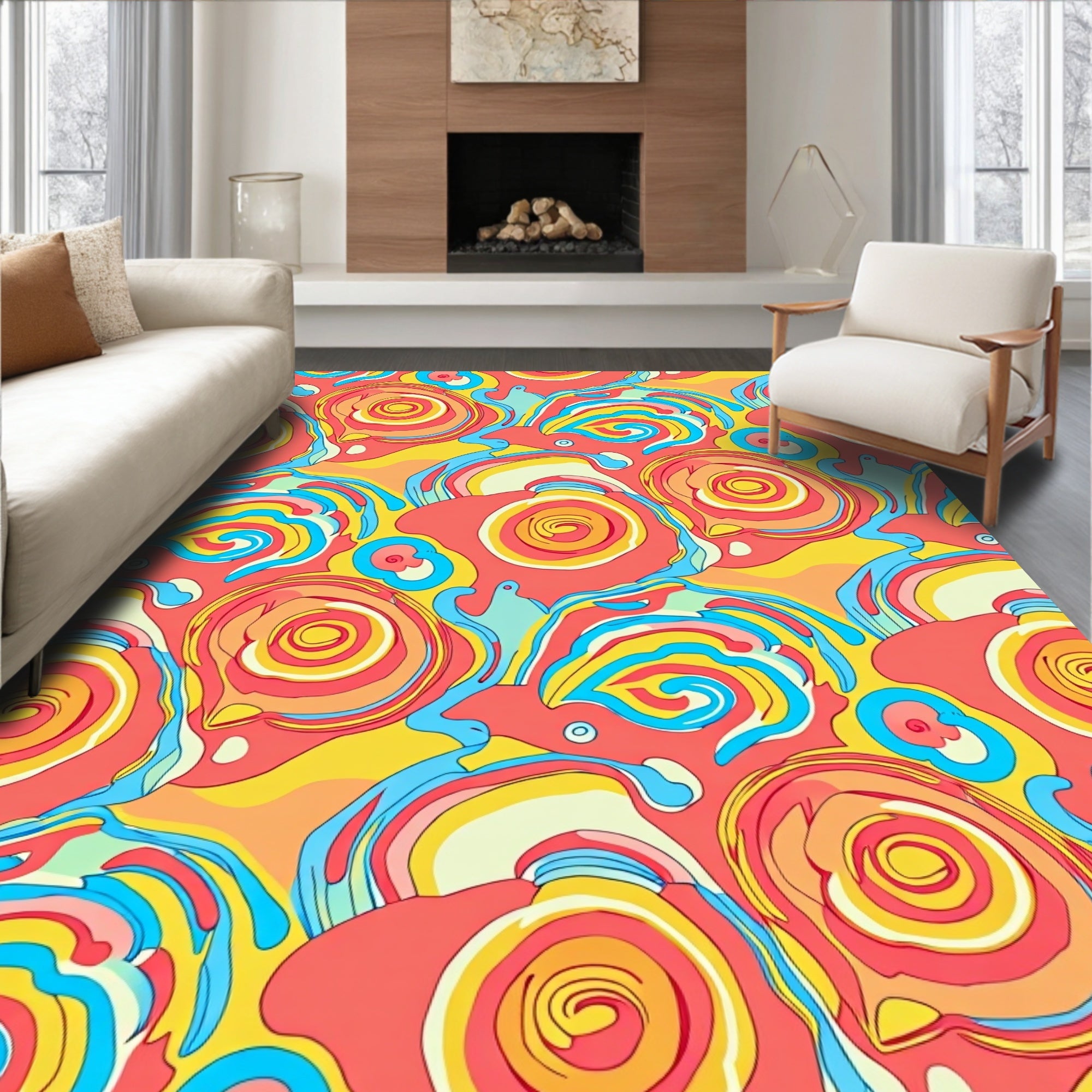 Funky Swirls Pattern Art Rug