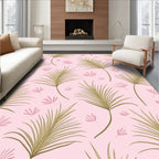 Tropical Palm Leaf Pink Pattern Rug