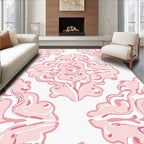 Pink Swirls Contemporary Floral Pattern Rug