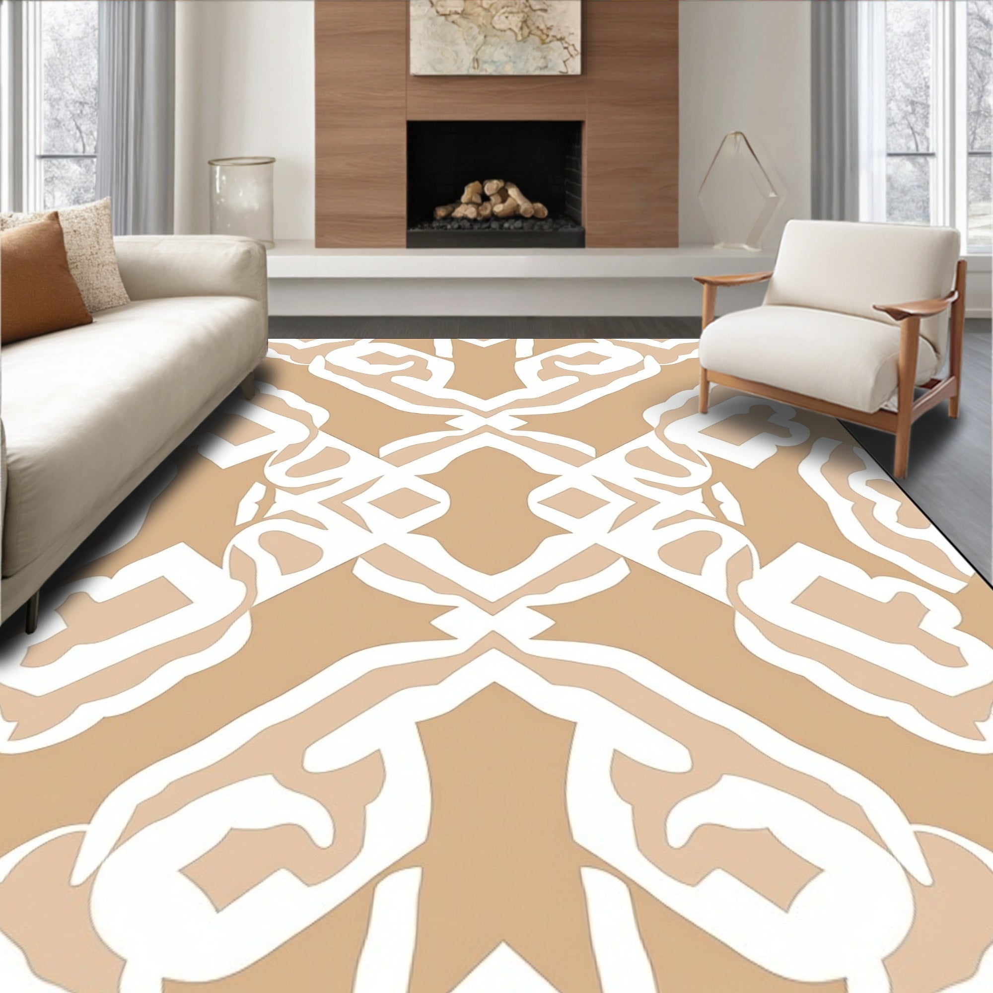 Symmetric Abstract Organic Pattern Rug