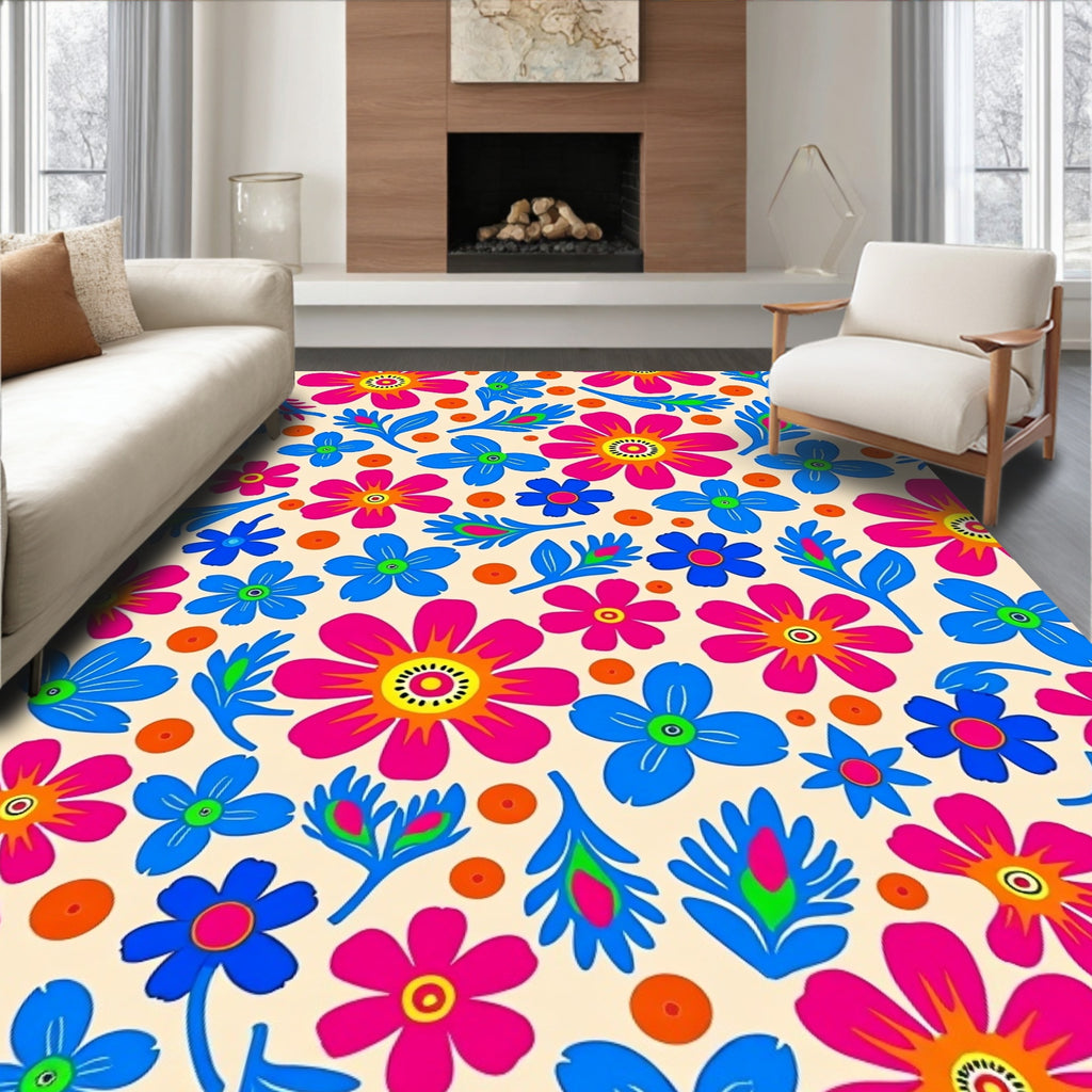 Bold Floral Pattern With Bright Colors Rug