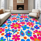 Bold Floral Pattern With Bright Colors Rug