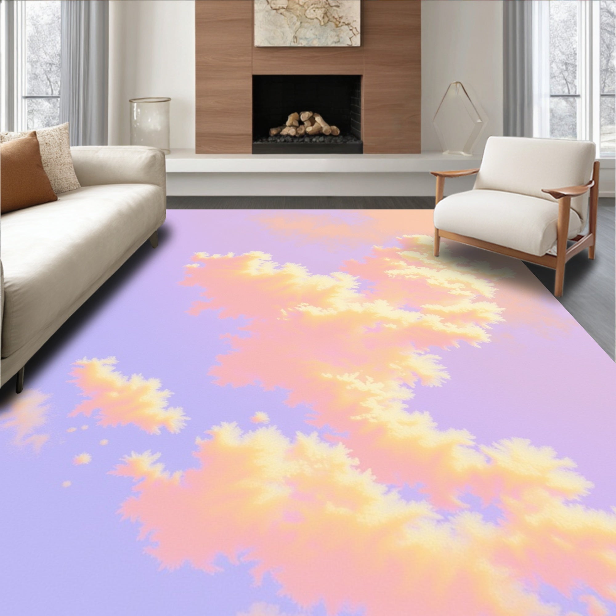 Dreamy Pastel Cloud Gradient Rug