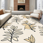 Botanical Line Art Beige Pattern Design Rug