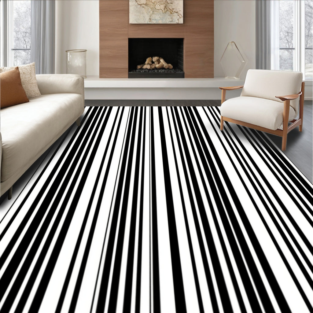 Bold Vertical Striped Graphic Rug