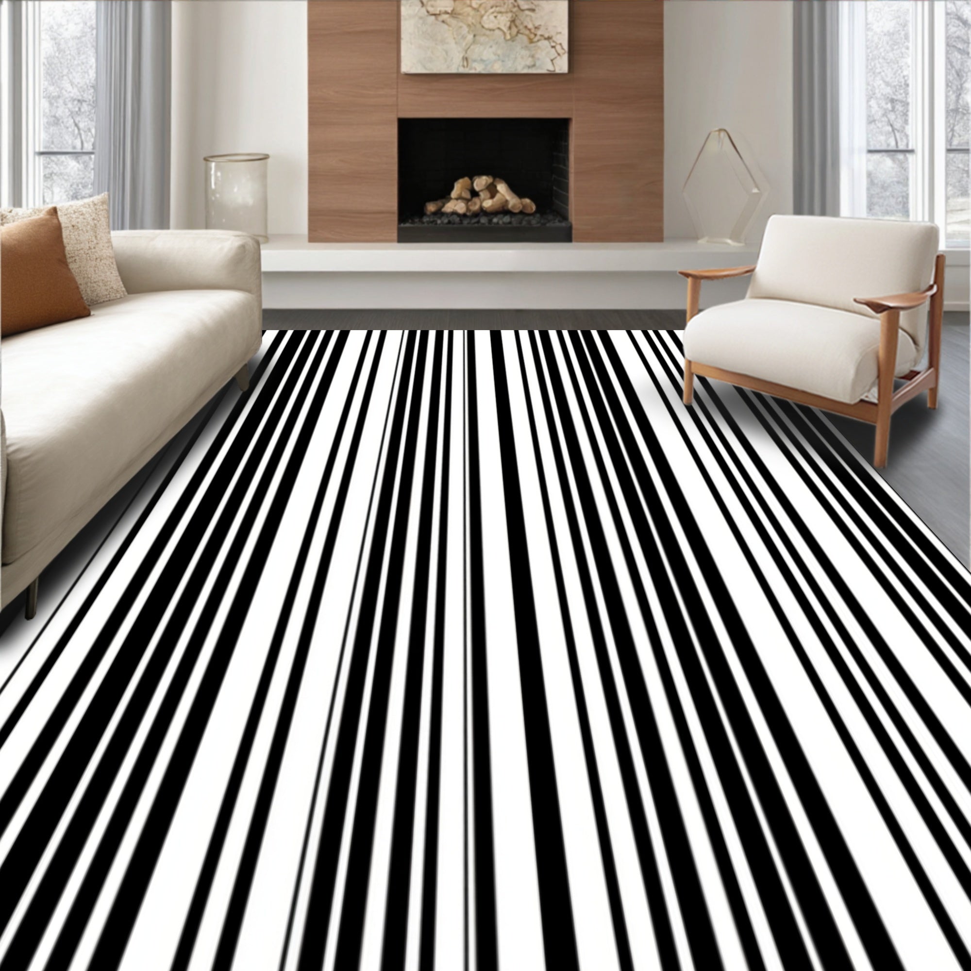 Bold Vertical Striped Graphic Rug