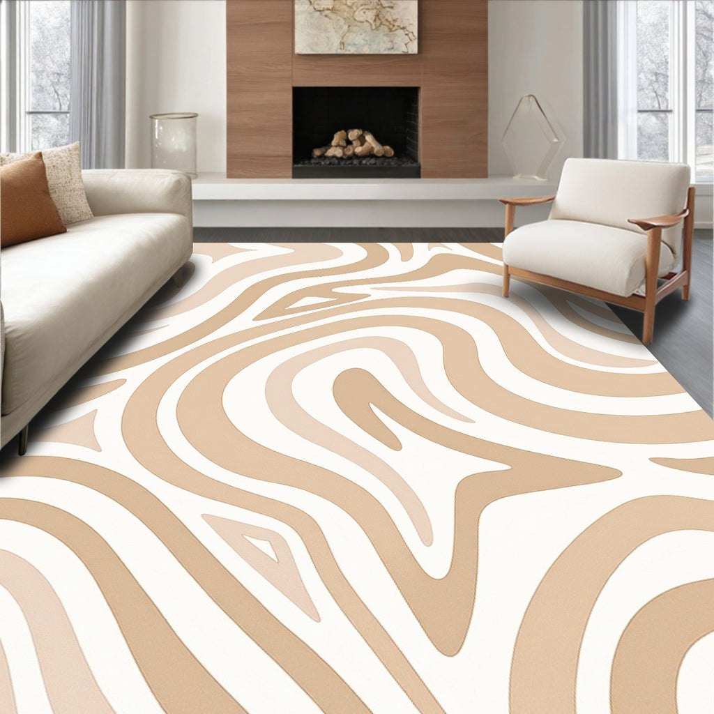 Neutral Abstract Swirl Pattern Rug