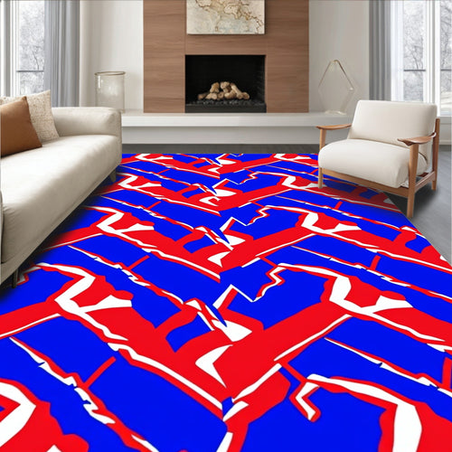 Abstract Red Blue Sharp Lines Rug
