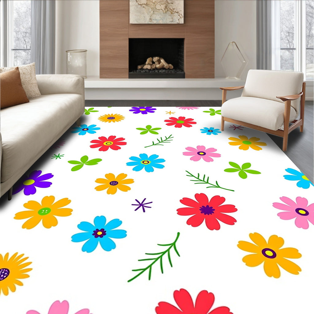 Bright Floral Pattern Design Rug