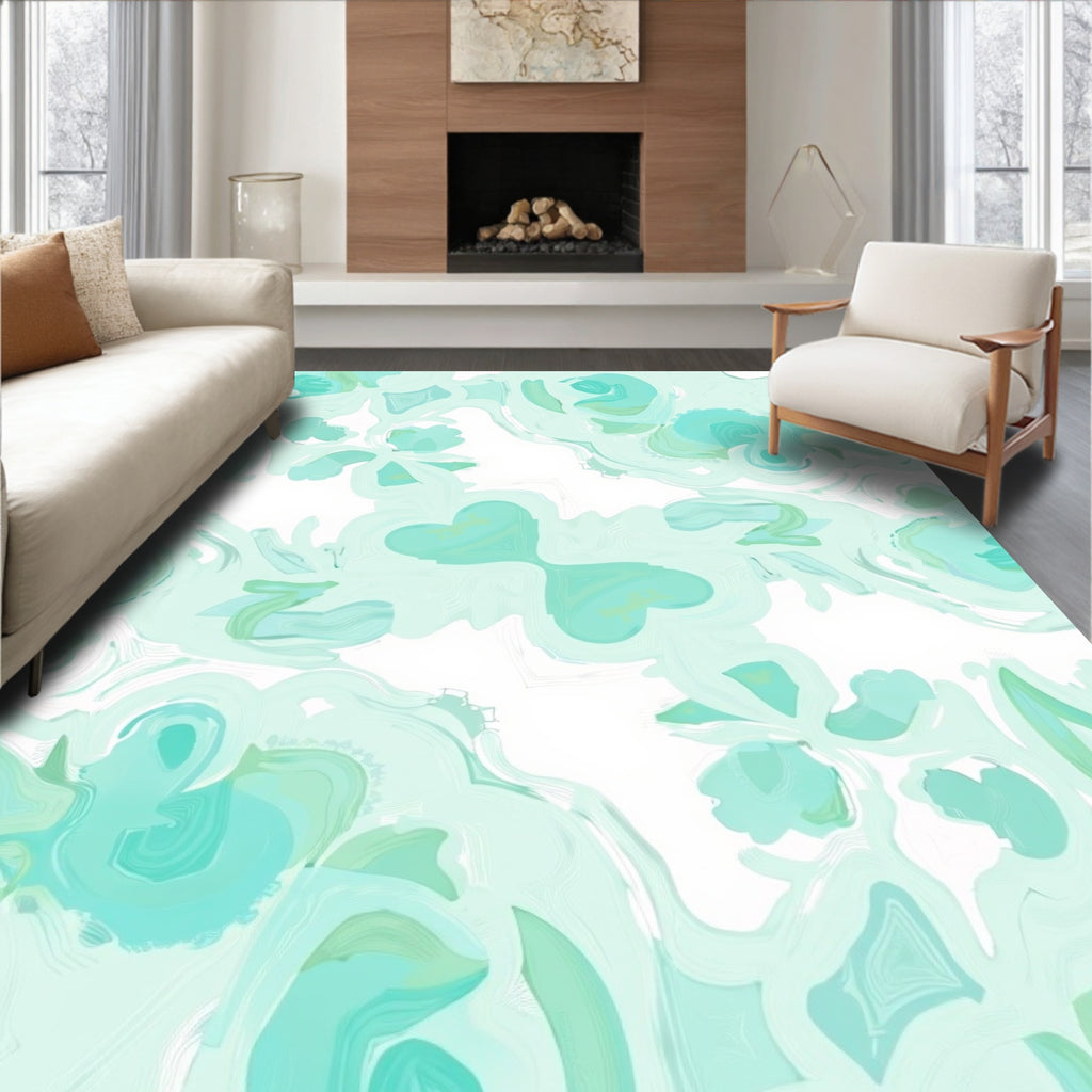 Aqua Abstract Soft Pattern Rug