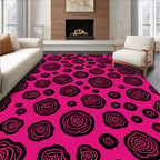 Bold Pink Swirl Flower Design Rug
