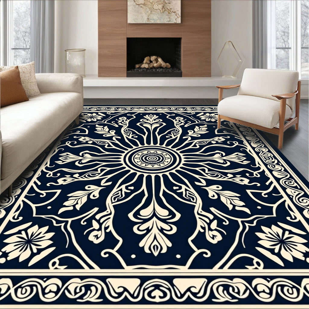 Intricate Floral Sunburst Pattern Rug