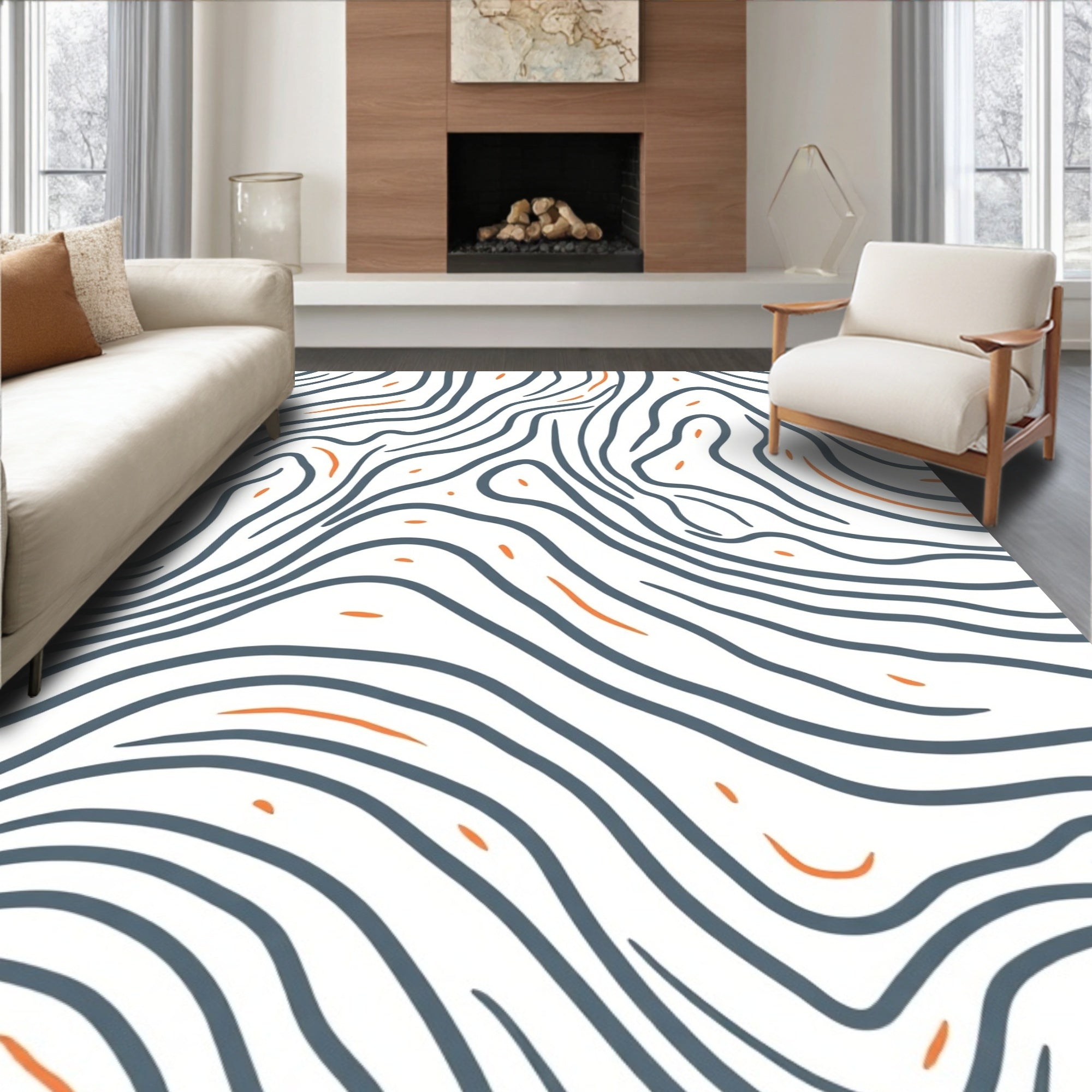 Abstract Wavy Lines Pattern Rug