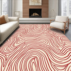 Curving Lines With Red Accent Pattern Rug