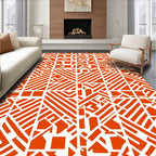 Bold Orange Abstract Geometric Rug