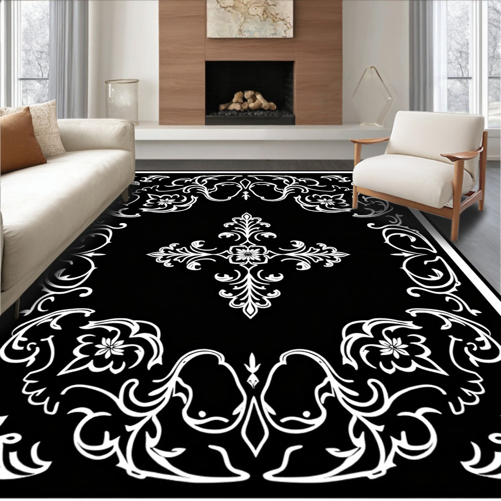 Intricate Floral Scrollwork Pattern Design Rug
