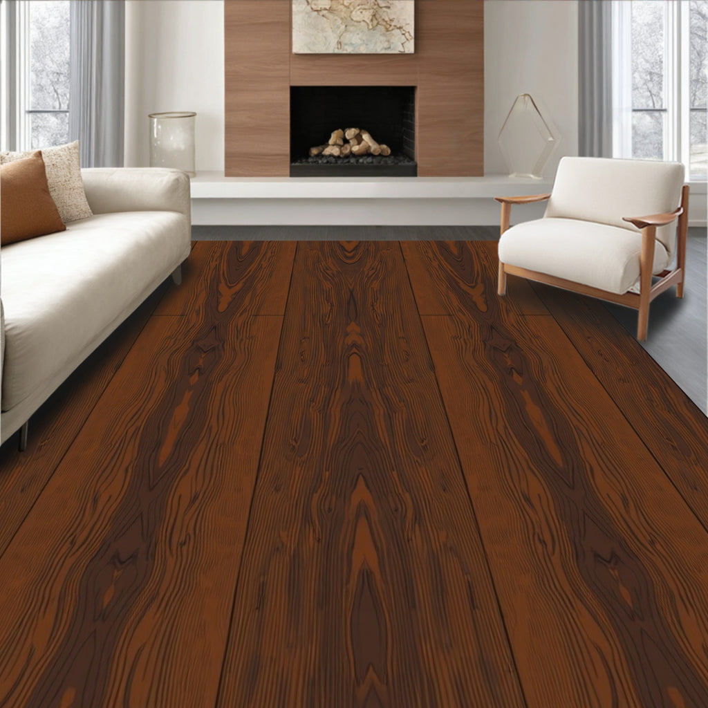 Dark Wood Grain Symmetric Pattern Rug
