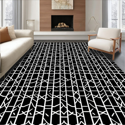Abstract Geometric Lines Pattern Rug